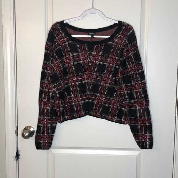 Torrid Cropped Plaid Sweater 0 - Picture 2 of 6